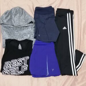 Girls 5-Piece Activewear Bundle, Sz 14 (Adidas, Ivivva, Old Navy Active)